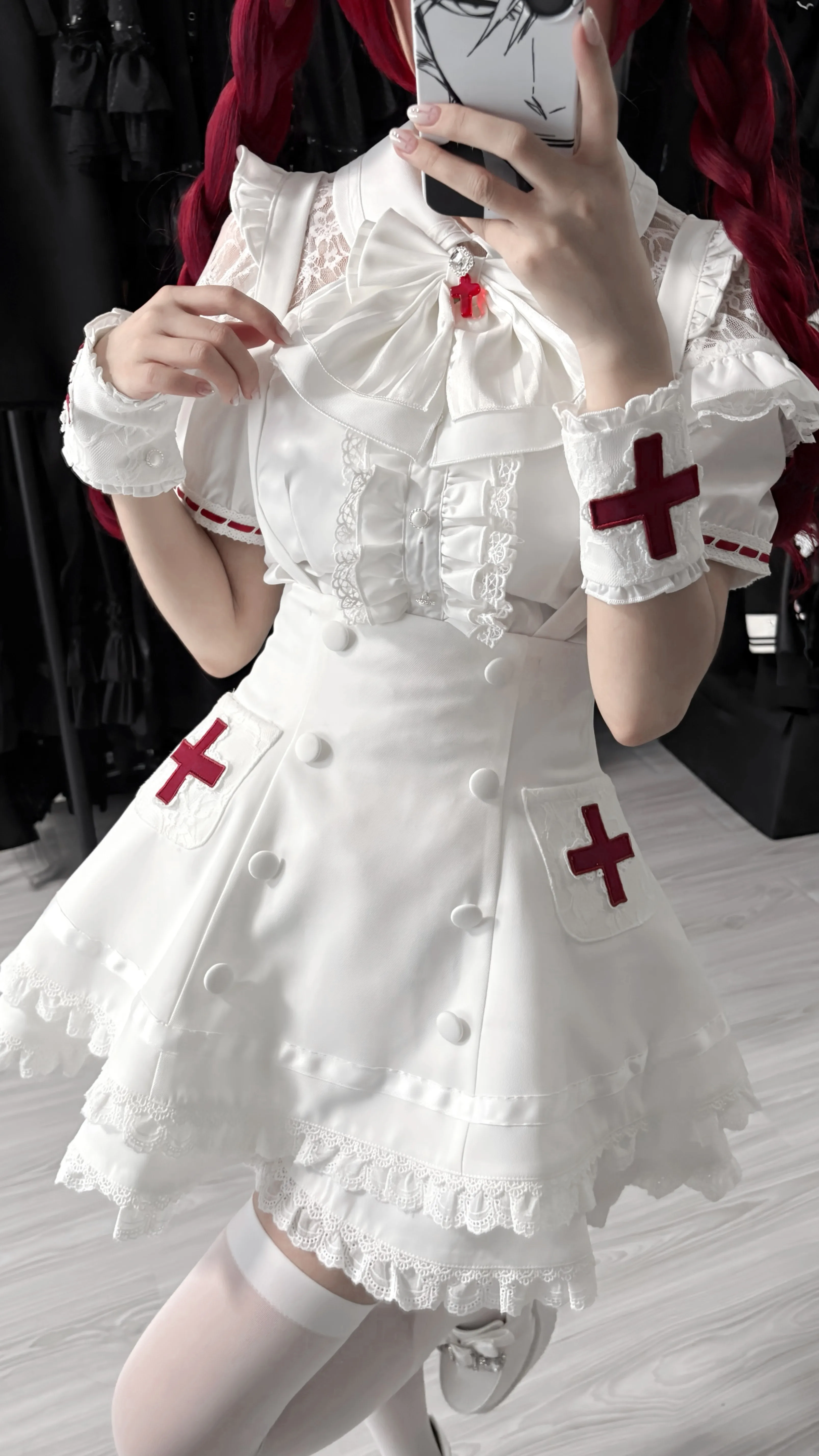 Women's White Gothic Lolita Two-Piece Set