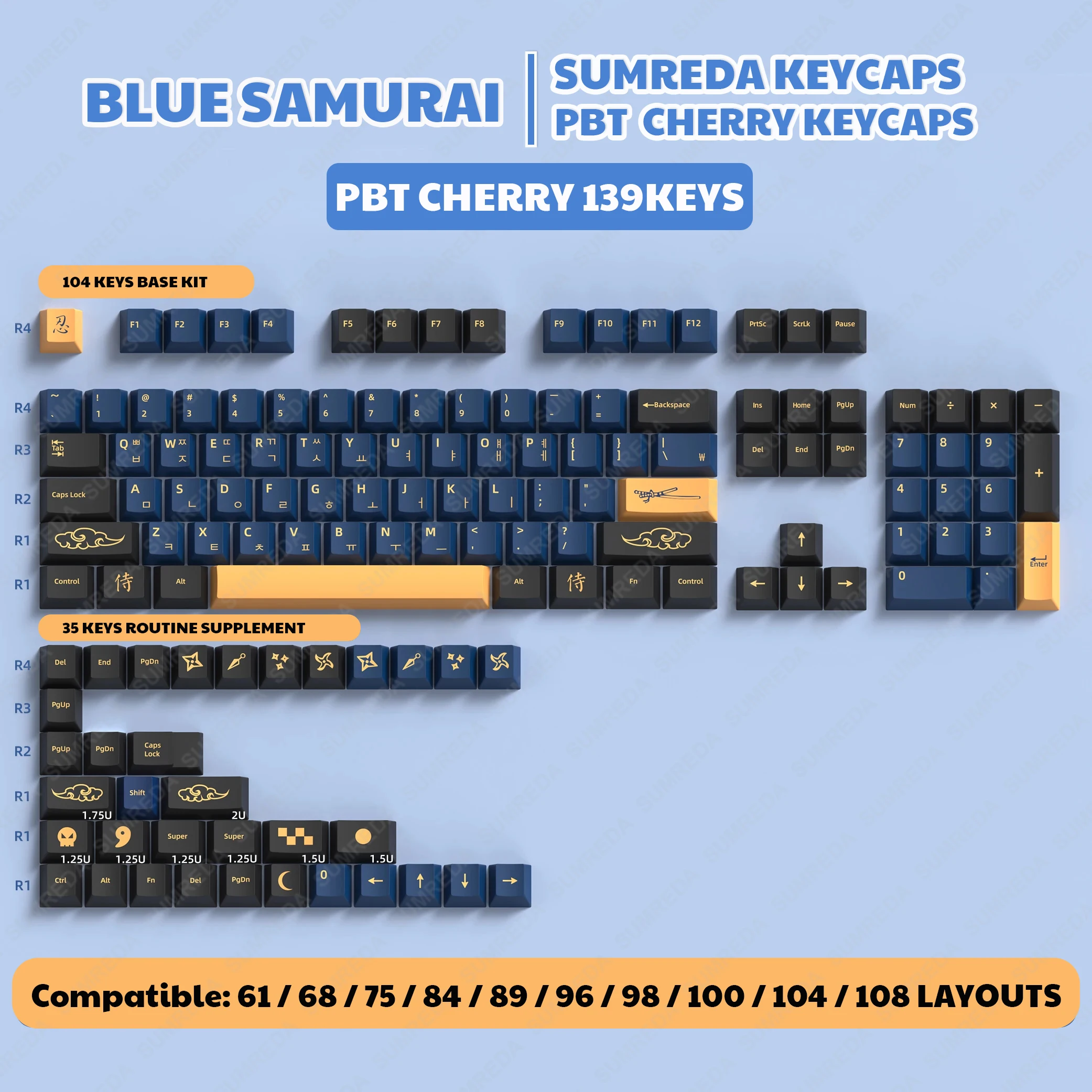 

For WOB RAINY75 Keycaps Portuguese Korean Russian Spanish French Keycap PBT Cherry Profile Keycaps For LEOBOG Hi75 Hi8 Sugar65