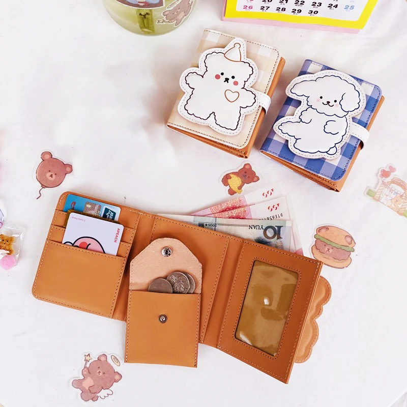 Cute Bear Women Wallet Money Bag Short Coin Purse Female Student Cartoon Card Holder Leather Card Bag Three Fold Wallet Clutch 3
