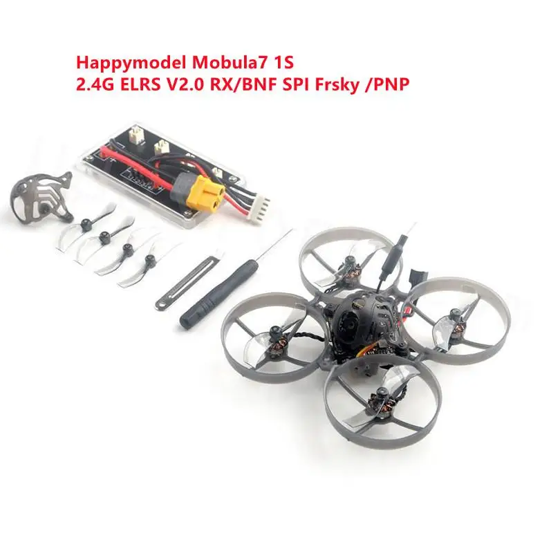 

Дрон Happymodel Mobula7 Mobula 7 1S Micro FPV BWhoop 5 в 1, Контроллер полета AIO со встроенным 2,4G ELRS V2.0 RX Nano3 1/3 CMOS