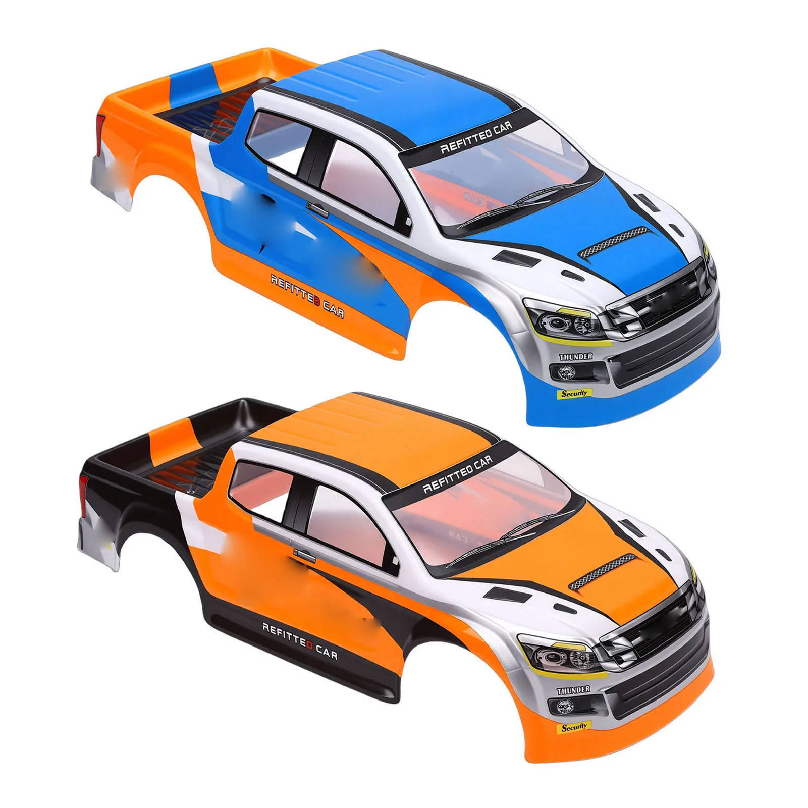 Coque Carrosserie Voiture RC 1:10 PVC pour Camion 26cm Empattement - Orange/Bleu