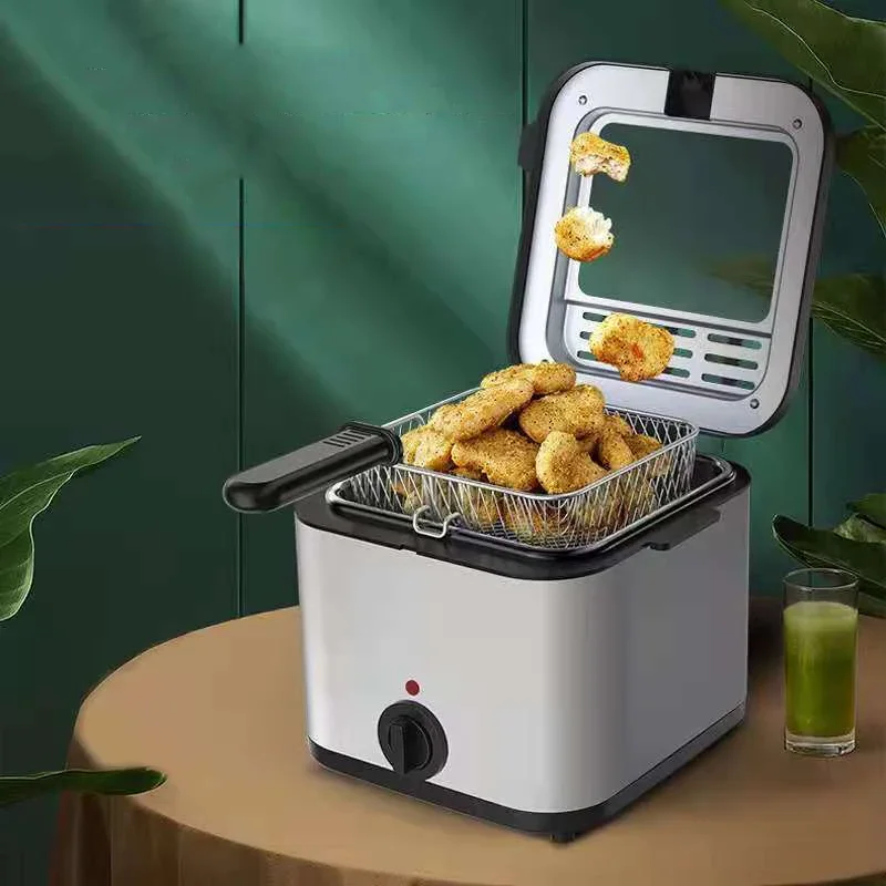 French Fries Machine You Tiao Machine 2.5L Household Stainless Steel Fryer 220V/1000W Integrated Self-heating Electric Fryer 2