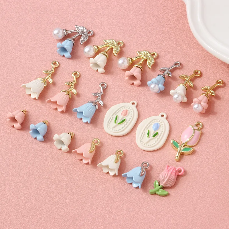 꽃 펜던트 참 비즈 불규칙한 잎 귀걸이 펜던트 diy 목걸이 귀걸이 팔찌 쥬얼리 용품 만들기, 10 개