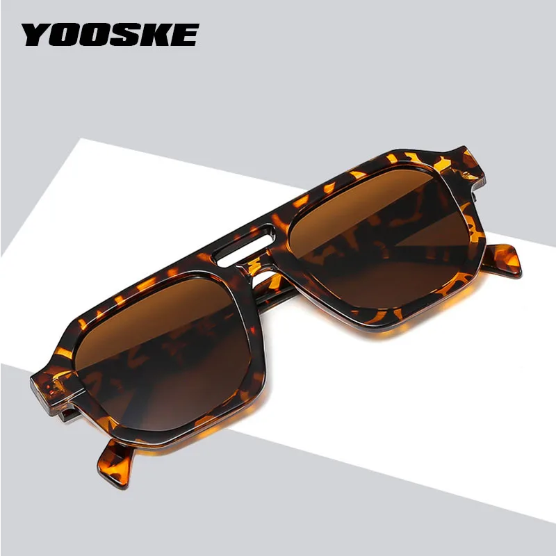

YOOSKE Double Beam Pilot Sunglasses for Men Fashion Square Sun Glasses Women Brand Design Outdoor Driving Goggles UV400 Mirror