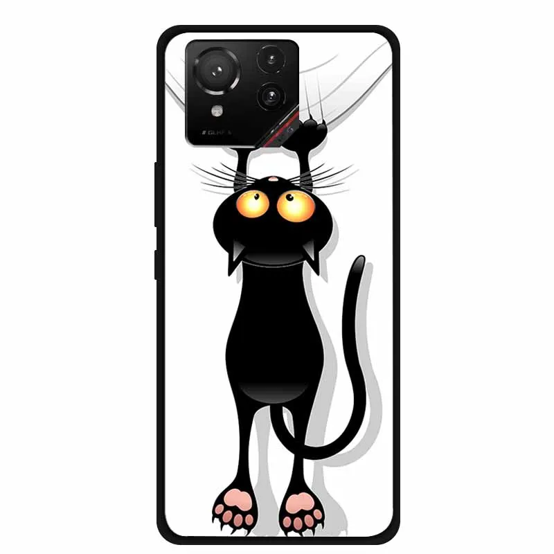 Cartoon Printed Soft Black Silicone Phone Case