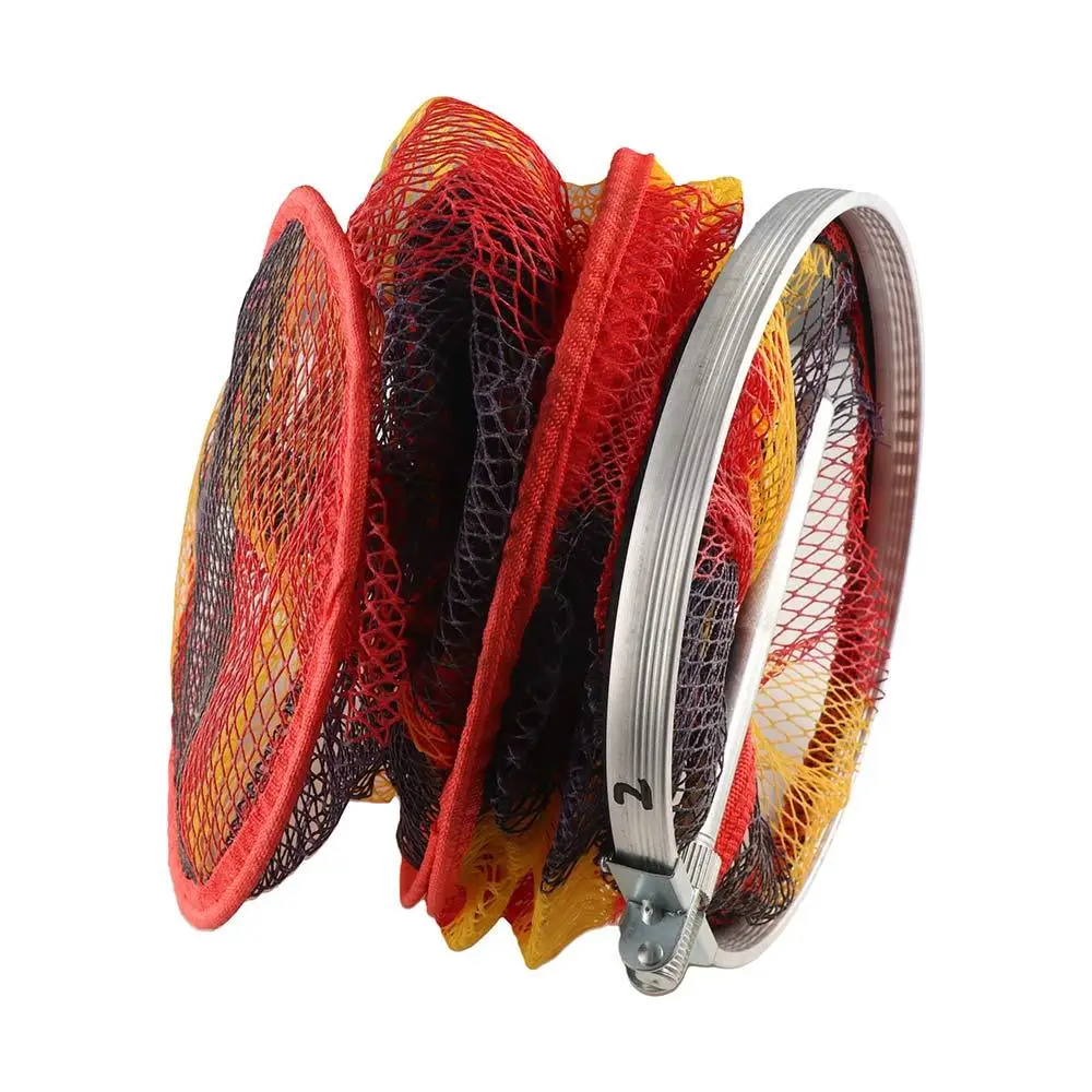 Foldable Portable Fishing Nets Ring Edge Quick-drying Shrimp Cage Basket 90/150/200cm Depth Anti-jump Fish Mesh Bag Fishing Tool