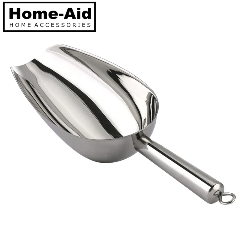 

9 Inch Ice Scoop Kitchen Food Candy Scoop Polish 304 Stainless Steel Ice Scoop Food Flour For Bar Commercial Kitchen Tools