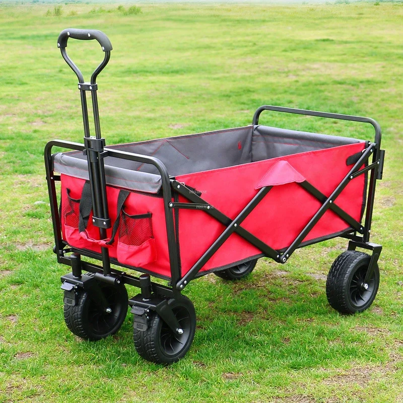 Foldable Garden Carts Courtyard Stroller Outdoor Camping Beach Trolley Home Shopping Camp Trailer Portable Hand-pulled Camper L