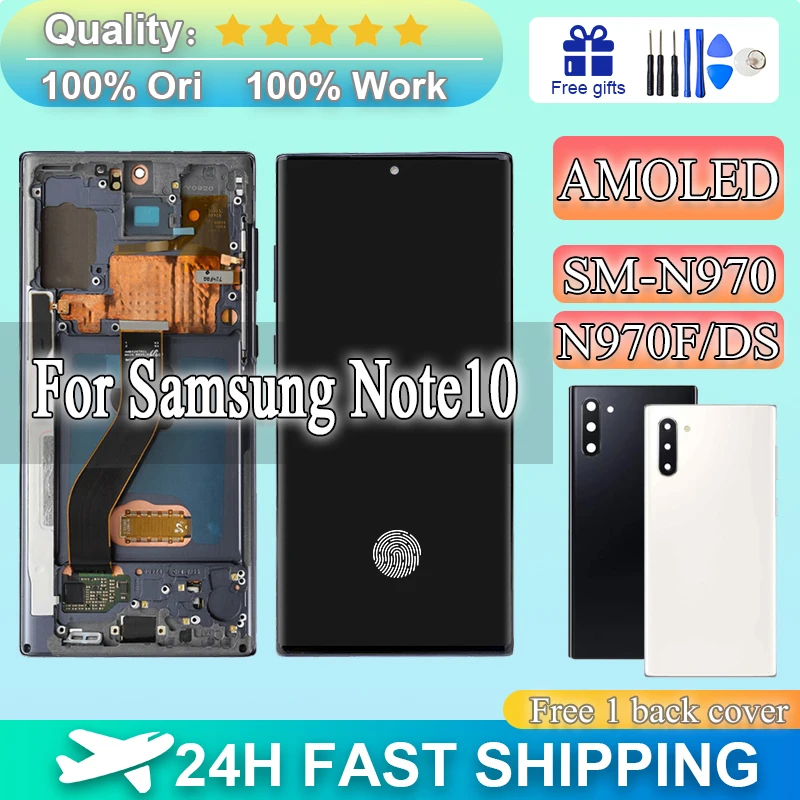 

100% Tested For Samsung Galaxy Note 10 Amoled For Note10 N970 N970F N9700 LCD With Frame Touch Display Screen Digitizer Assembly