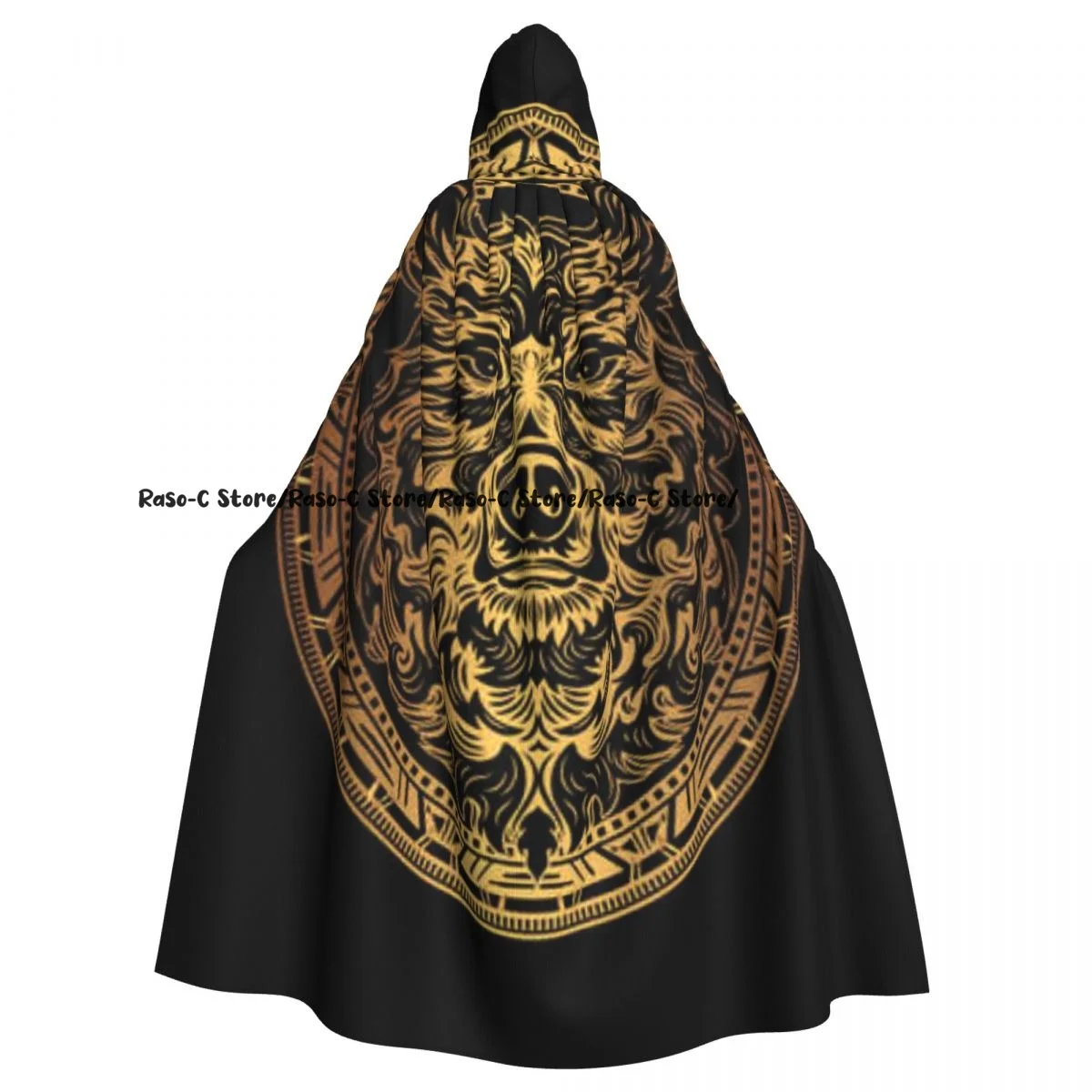 

Long Cape Cloak Bears Head Shamanic Symbol Hooded Cloak Coat Autumn Hoodies