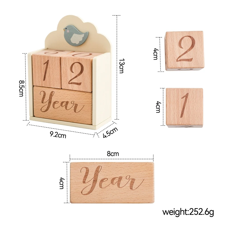 Baby Photography Accessories Wooden Milestone Blocks Birds Wooden Blocks Baby Milestone memorized For Newborn Birthing Gift Set