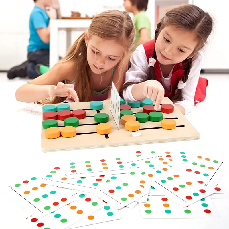 Montessori Learning Toys Mobile Color and Shape Puzzle Matching Brain Teasers Logic Game Early Educational Wooden Toys for Kids 3