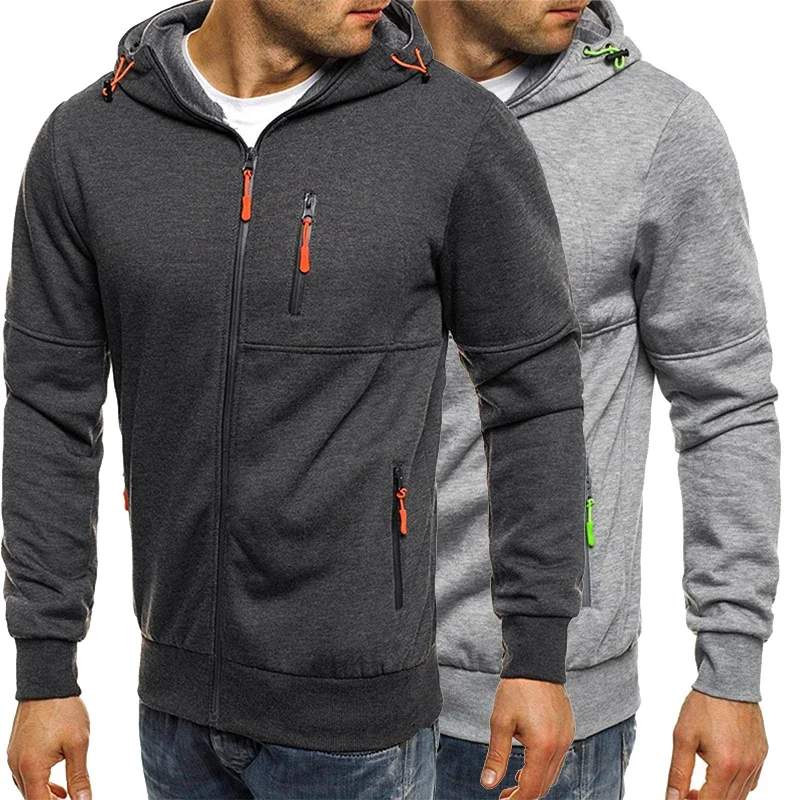 цена New Men's Jacket Hoodie Cool Casual Zipper Sweatshirt Fashion Jacket Men's Jacket Hoodie Trend