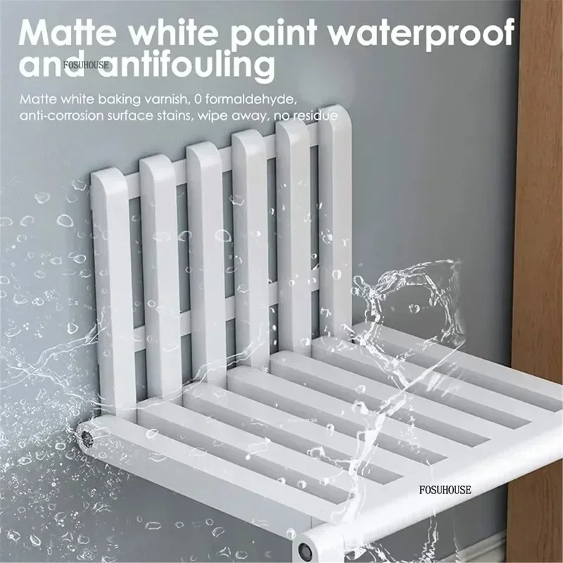 Wall Seat Fold Away Ottomans Suitable for Hallway Solid Wood Stools Wall Mounted Invisible Folding Shoe Changing Stool
