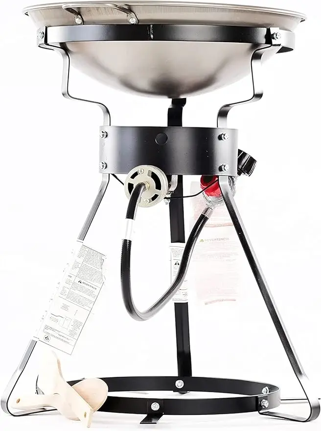 

24WC 12" Portable Propane Outdoor Cooker with Wok, 18.5" L x 8" H x 18.5" W, Black