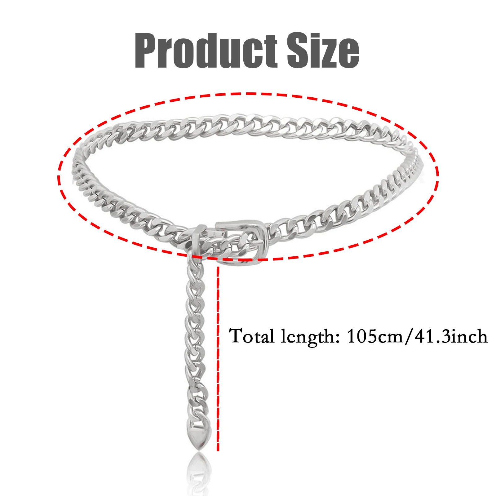 1 PC Women's Chain Belt Metal Waist Chain Dress Belts Metal Belt Adjustable - Image 3