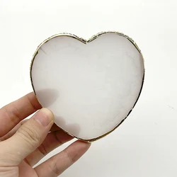 Round Resin Agate Stone Nail Art Palette for Manicure and Painting Display (White Heart)