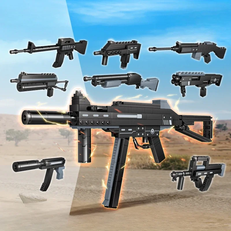 8 in 1 Set Brick Toy Gun Set AK Desert Eagle Rifle Building Block Pistol DIY 3D Puzzle Fake Gun Collection Gift for Kids Adult 3