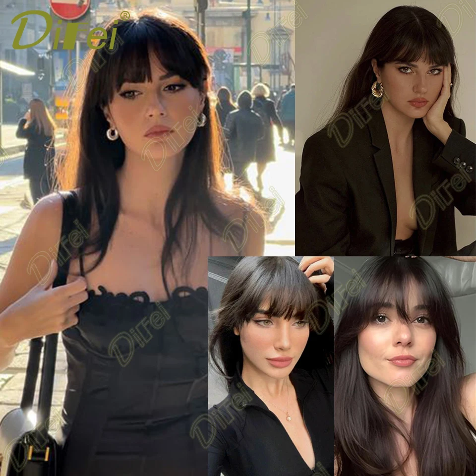 Synthetic Topper Hair Piece Head hair patch Cover Replacement Block With Bangs Long Straight Increase hair volume hair extensions hair toppers
