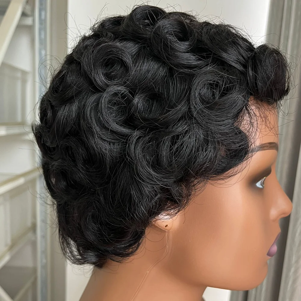 Pixie Cut Wigs 100% Human Hair Wigs Short Curly Wig Chioma Trendy For Black Women Full Machine Made Wig Natural Color Daily Use