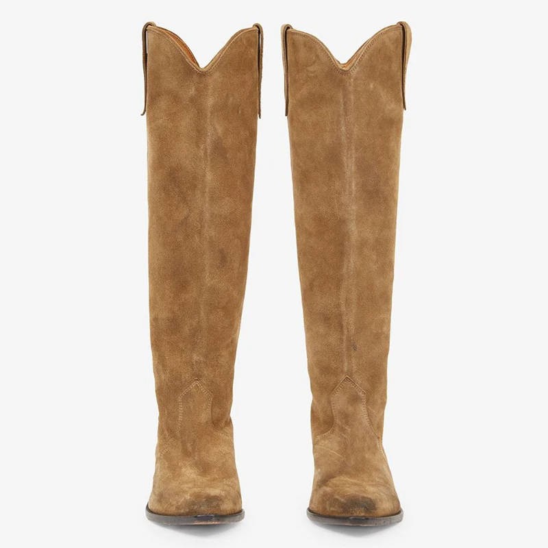 ALIAS MAE Platform Women's Winter Suede Simple Knee Long Chelsea Boots 2023 New Pointed Fashion Boots