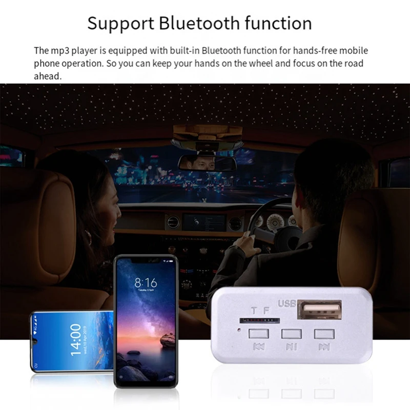 Bluetooth 5.0 MP3 WMA APE Decoding Board Car Audio USB TF FM Radio Handsfree Module MP3 Player For Speaker Easy Install 5V