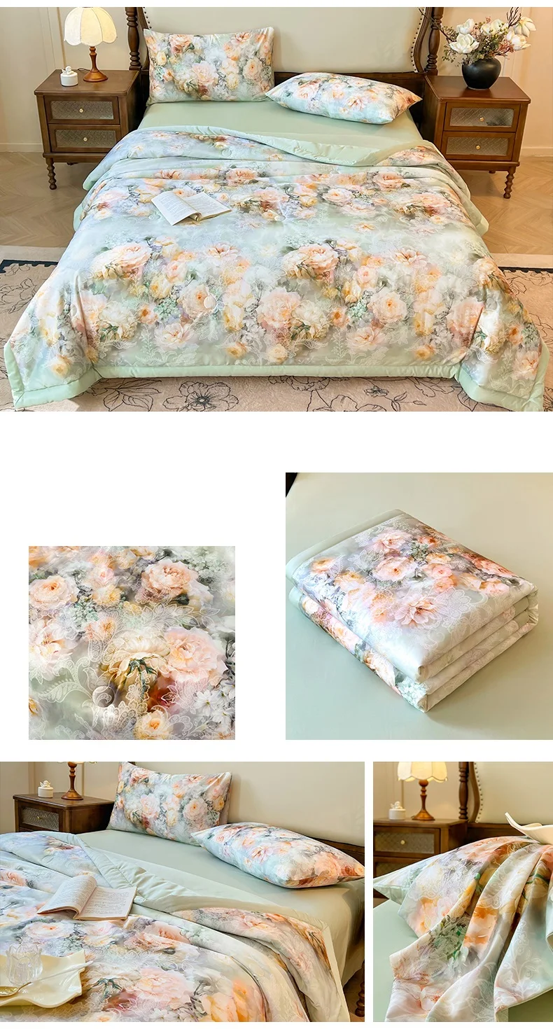 1pc Skin-friendly Quilts Soft Duvet Single/Double/Queen Size Comforter Quilted Blanket Home Bedspread 여름이불 (No Pillowcase)