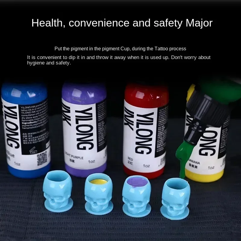 50Pcs Makeup Coloring Pigment Cup Container Tattoo Accessory  Disposable Tattoo Skull Ink Cups Permanent for Tattoo Artists