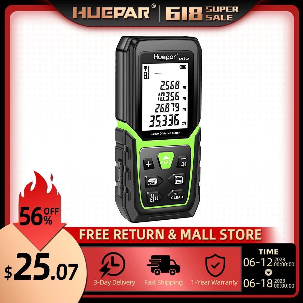 Laser Rangefinder 330Ft/100M(165Ft/ 50M 390Ft/120M)Backlit LCD Laser