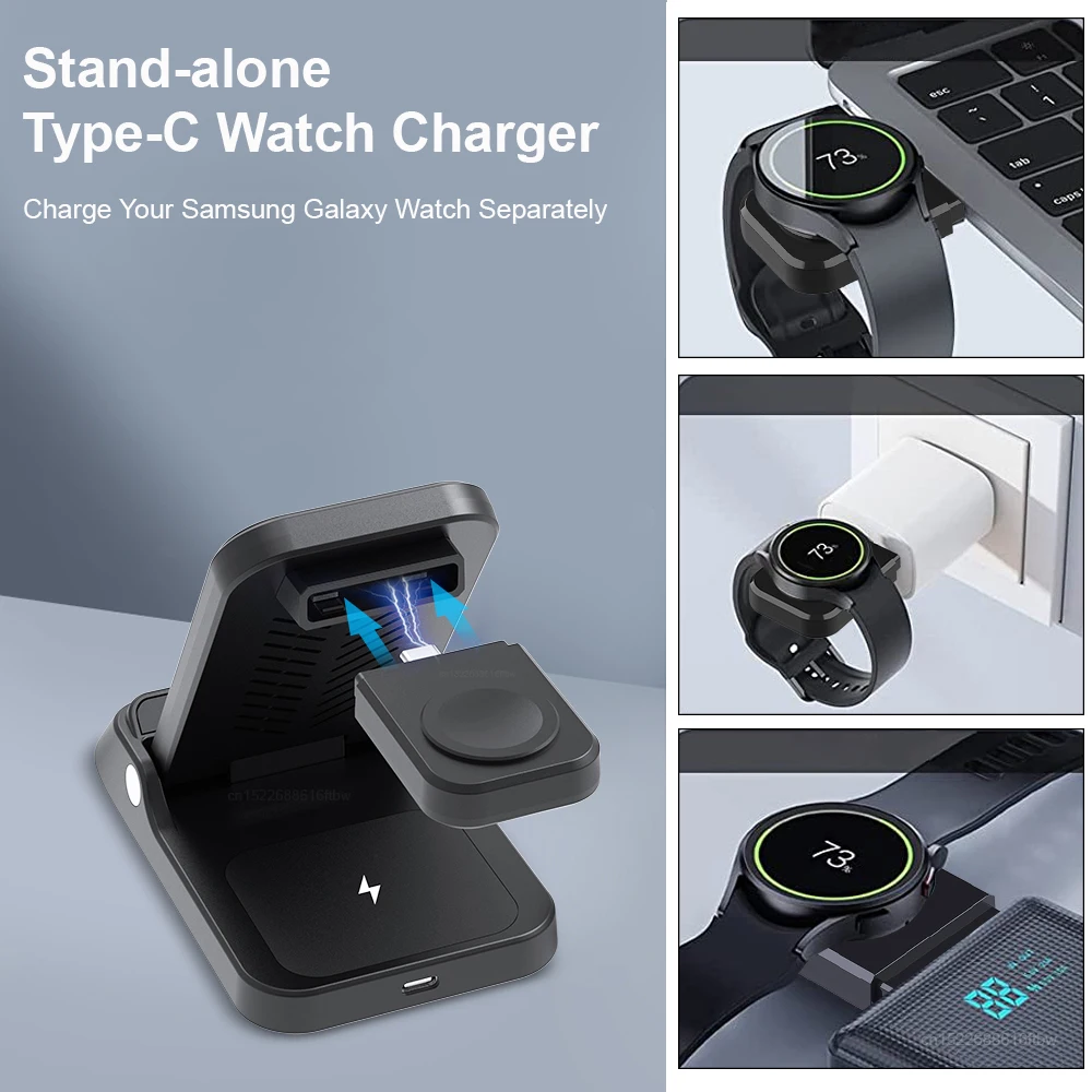 Wireless Charger Stand 3 in 1 Foldable Fast Charging Dock Station For iPhone 15 14 13 12 Samsung S23 S22 S21 Galaxy Watch