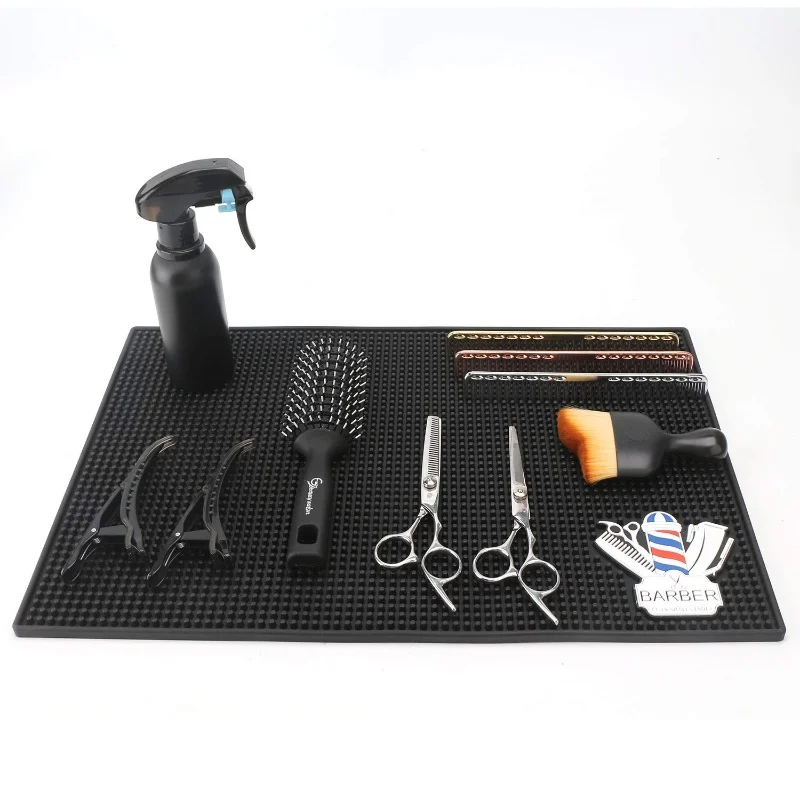 Salon Barber Mat Nonslip Barbershop Counter Mat PVC Flexible Thick Table Organizer Pad for Scissors Accessory Supp