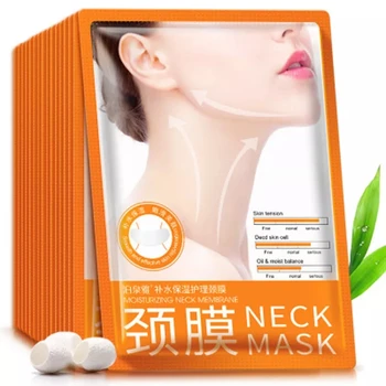 BIOAQUA 주름 방지 목 마스크 보습 미백 달팽이 히알루론산 넥라인 마스크, 노화 방지 목 스킨 케어, 10 개