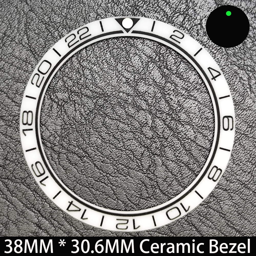 Elegant Blue Luminous Bezel GMT and Diving Watch Insert, Sloping 38mm x 30.6mm Ceramic/Aluminum