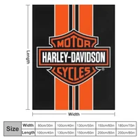 Harley-Davidson Throw Blanket Fuzzy Warm Throws for Winter Bedding 3D Printing Soft Micro Fleece Blanket 2