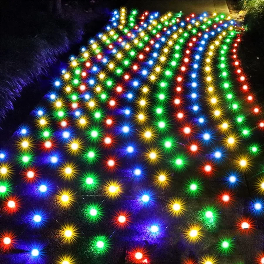 Guirnalda de luces LED de malla de red para Navidad, guirnalda de luces de 110 V/220 V CA para exteriores, cortina de ventana, luz de carámbano para pared, Navidad, Año Nuevo, vacaciones