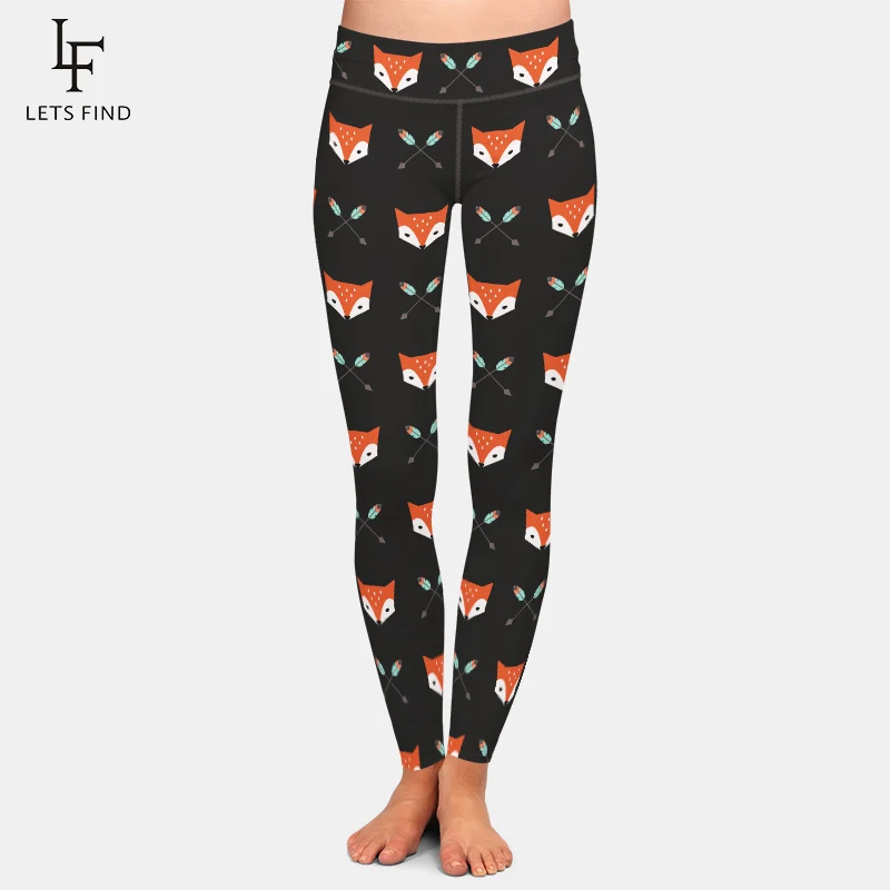 New Fashion Women Legging 3D Cartoon Fox Print Elastic Leggings High Waist  High Quality Black Leggings ysdnchi high quality polyester new women leggings mid waist circle print elastic fitness leggins legins spring summer jeggings