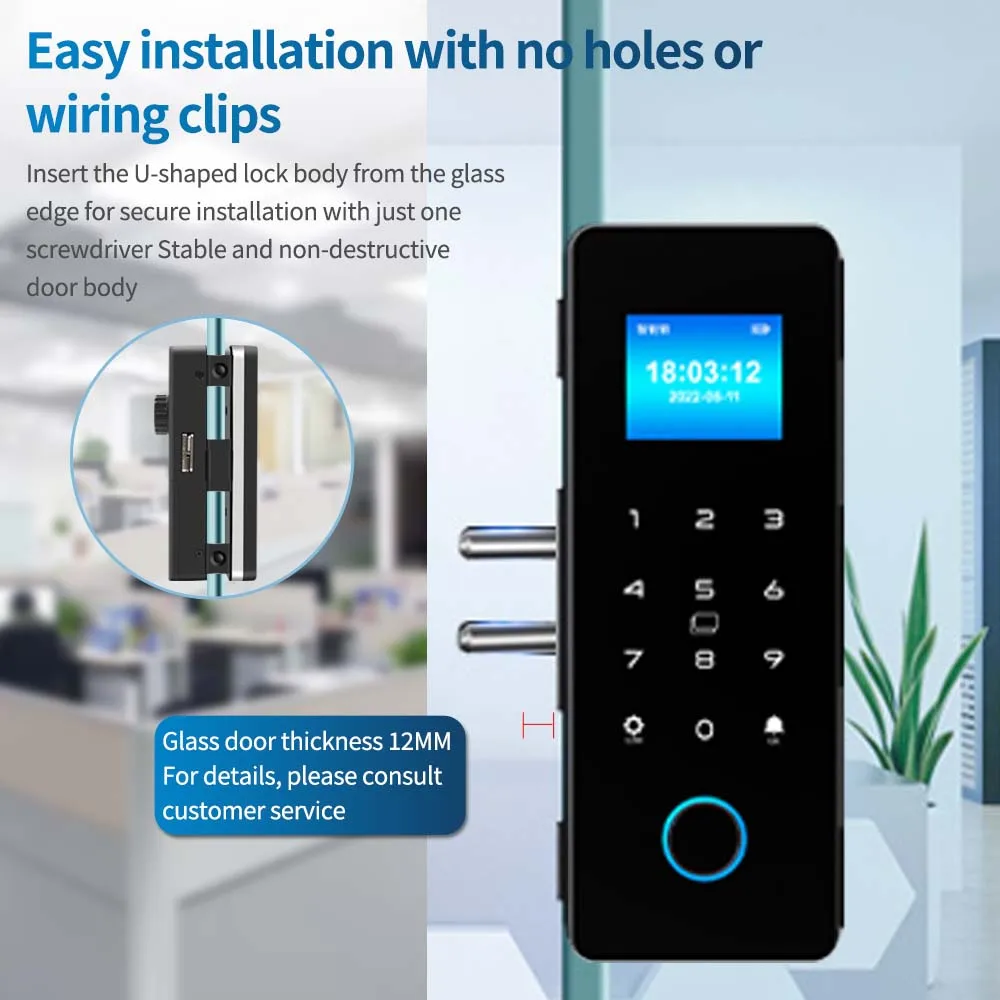 Smart Door Lock For Wooden Sliding Glass Door HAHA-Lock App Biometric Fingerprint Lock Bluetooth IC Card Electronic Digital Lock