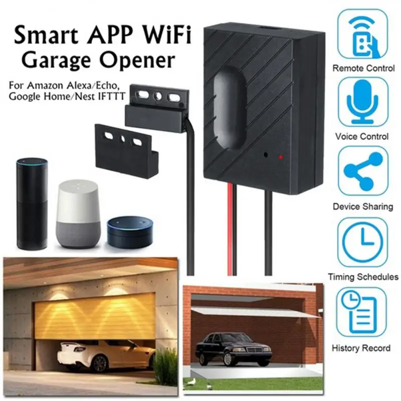 WiFi Switch Smart Garage Door Opener Controller Work With Alexa Echo