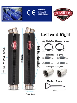2PCS Left and Right Motorcycle Titainium Aolly Carbon Fiber Exhaust Muffler Escapes Silencers