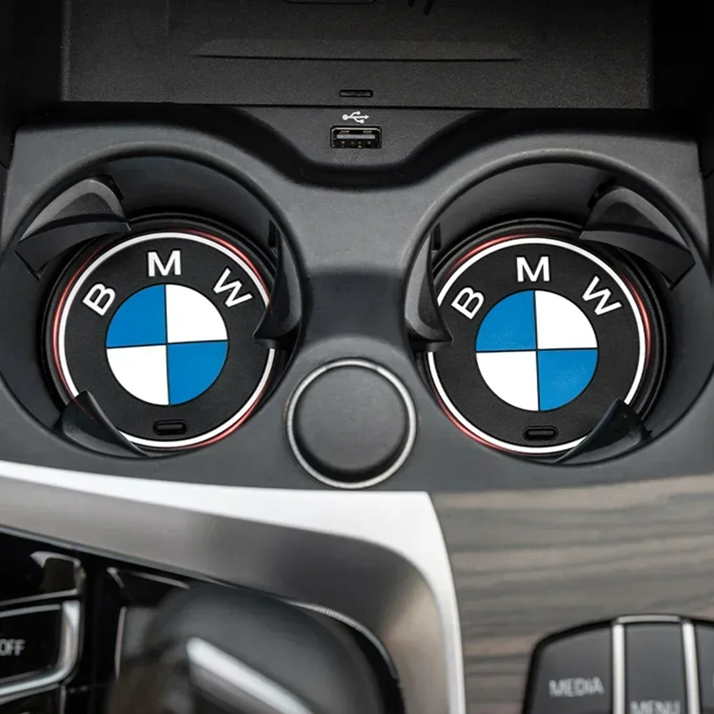 Car Cup Mat 2PCS FOR BMW X1 X2 X3 X4 X5 X6 1 2 3 4 5 6 Sereis F30 F34 E90 G20 F20 F21 F22 F07 F10 F11 E60 G30 F48 F15 G06 E83 car cup mat