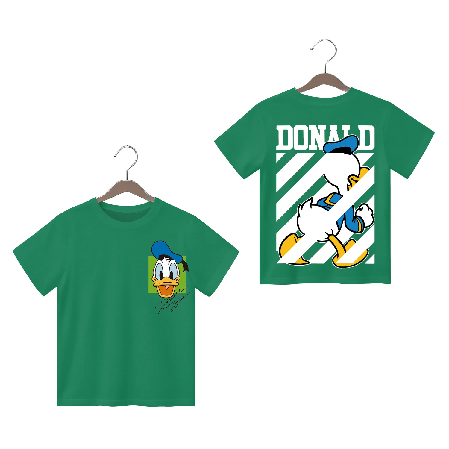 Donald Duck Stitch Double-sided Printing 100% Cotton Tops Children's -shir T Shirt Top Clothes for Children 2024 Kids Clothes 6