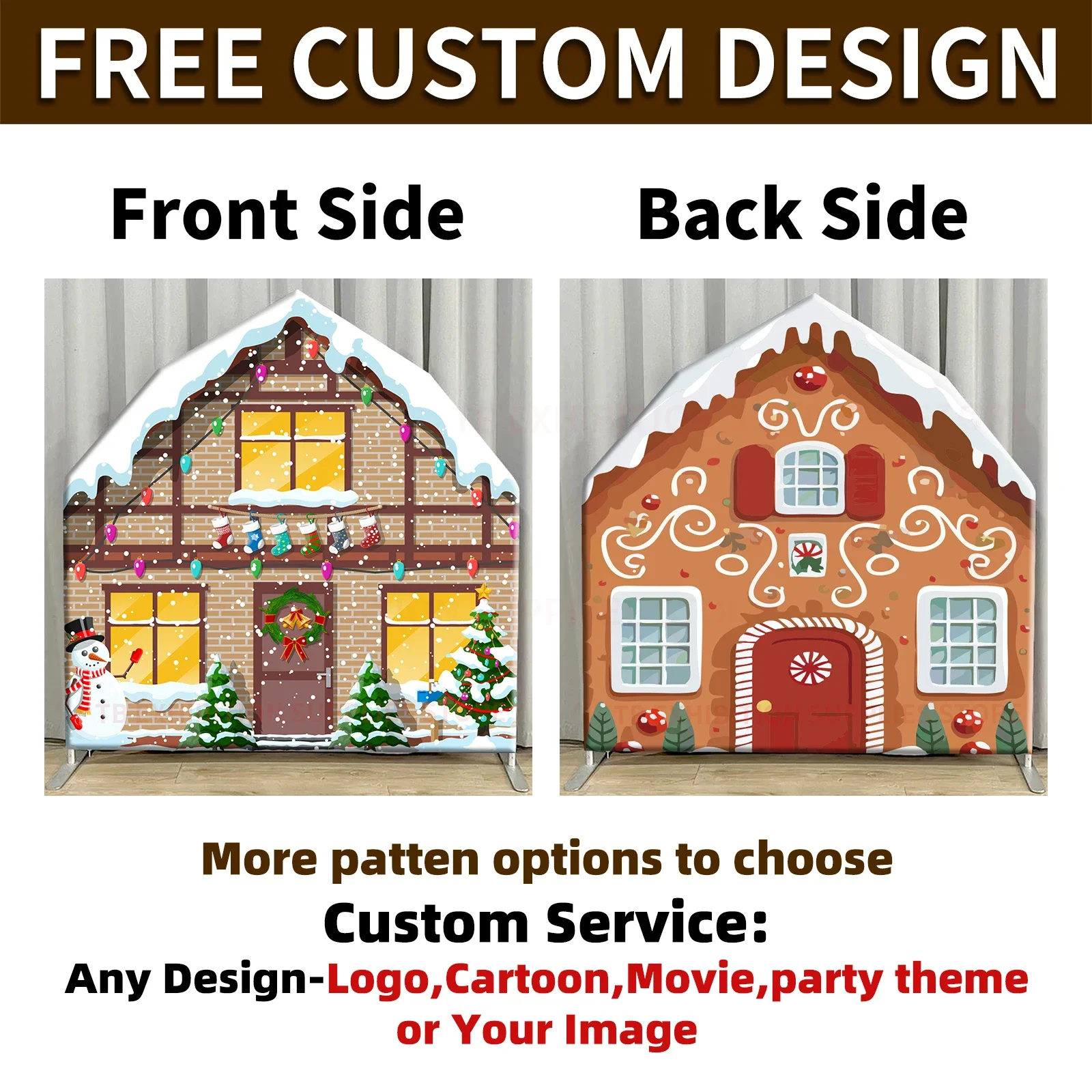 7ft Fram Barn Arch Background Frame DoubleSided Printing House Backdrop Cover for BabyShower Kid Birthday Christmas Decor