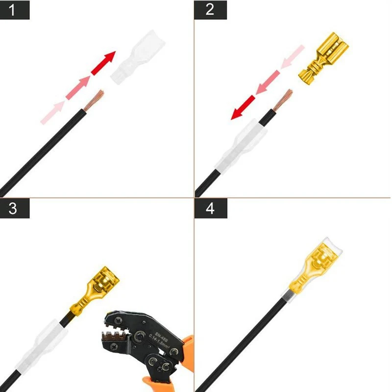 Cold Pressed Terminal Connector 2.8/4.8/6.3mm Insulated Male And Female Spade Crimp Terminals Wire And Cable Connector Combo Kit