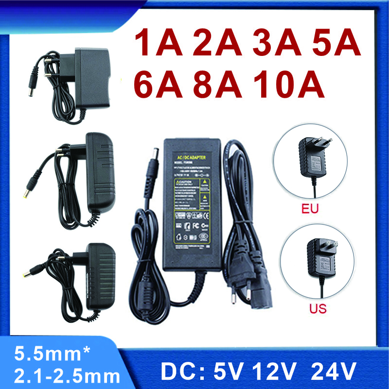 AC 220V Power Supply Fonte DC 5V 12V 24V Power Supply Universal Charger Adapter 1A 2A 3A 5A 6A 8A 10A  EU Fonte For LED Driver