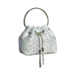 Elegant Rhinestone Evening Clutch Bag - Luxury Designer Crystal Shoulder Handbag (White AB)