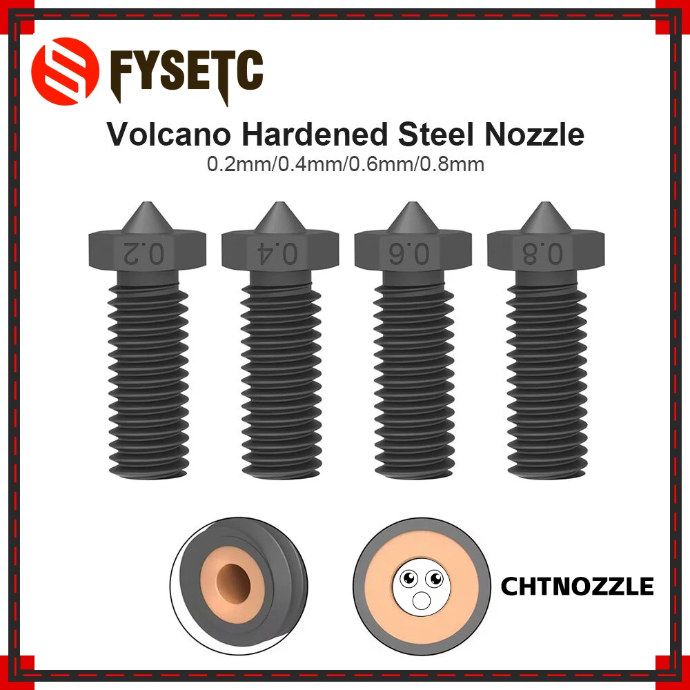 

CHTNOZZLE Volcano Nozzle For Artillery Sidewinder X1 X2 Genius Pro Vyper Ender 3 Hotend Hardened Steel High Flow 3D Printer Part