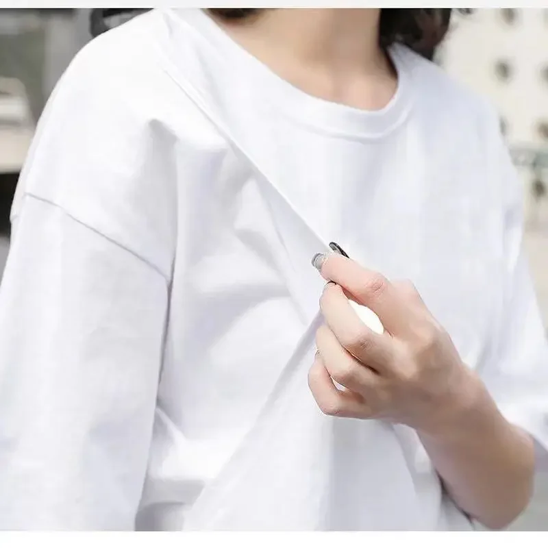간호 어머니용 통기성 루즈핏 반팔 티셔츠, 한국 스타일, 다목적 아우터, 중간 길이 캐주얼 웨어, 여름