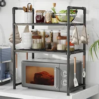 Support de rangement pour four à micro-ondes, organisateur de vaisselle pour ustensiles de cuisine de comptoir peu encombrant, étagère en plastique pour accessoires de cuisine 1 pièce 3