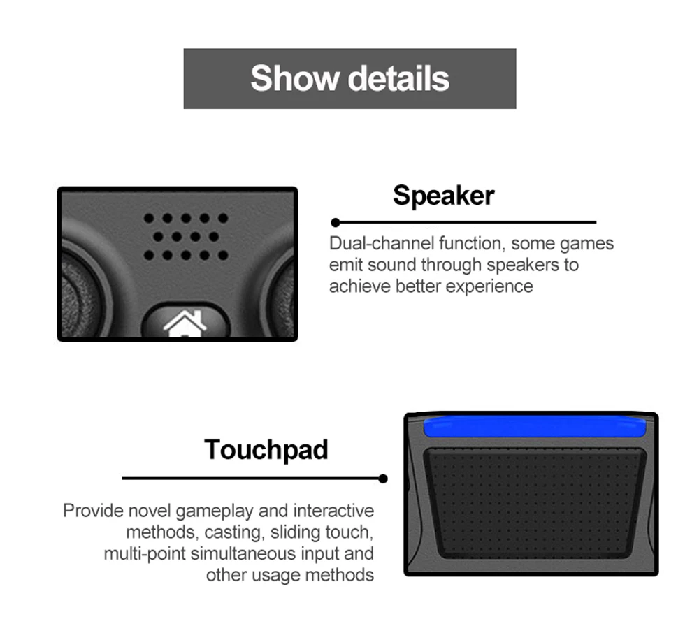 For Playstation 4 Gamepad Wireless Controller 6-axis Double Vibration Bluetooth-Compatible Handle Joysticks for PC/ AndroidPhone