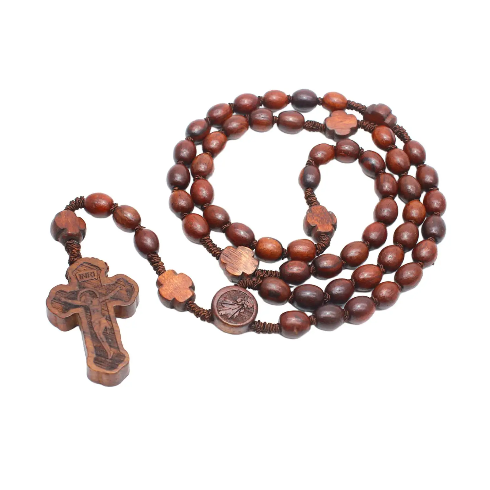 Rosary Cross Necklace Men Woman Lightweight Durable Wood Beads for Thanksgiving Anniversaries Valentines Day Weddings Mother Day